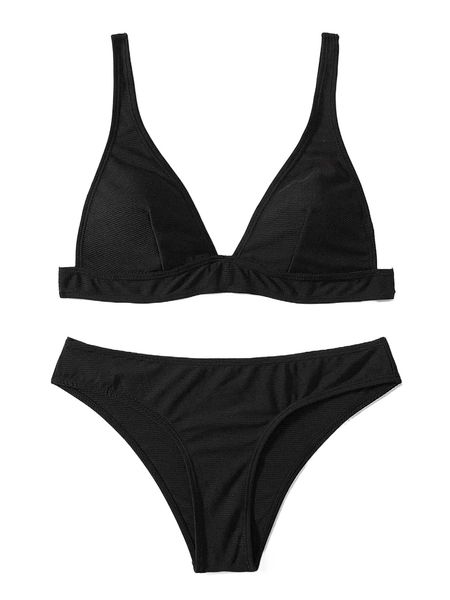 

plain buckle bikini swimsuit y71o#, White;black