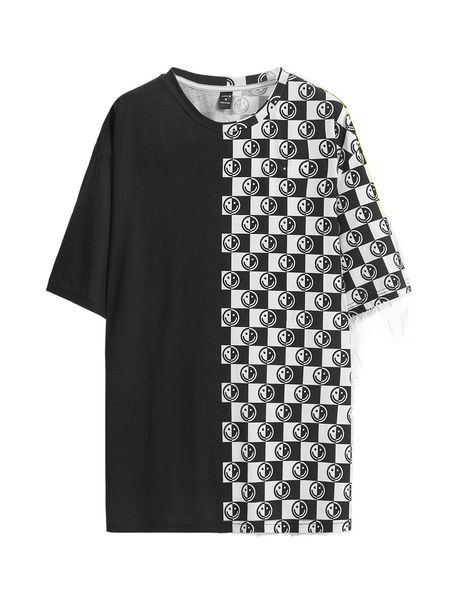 

x tartagain men checker & expression print tee f96w#, White;black