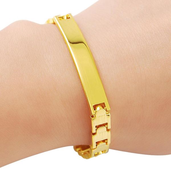 

charm bracelets 24k yellow gold bracelet 4mm medium light plated fashion for women & men's jewelry gifts, Golden;silver