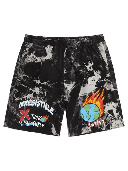 

men letter graphic tie dye shorts x8q1#, White;black