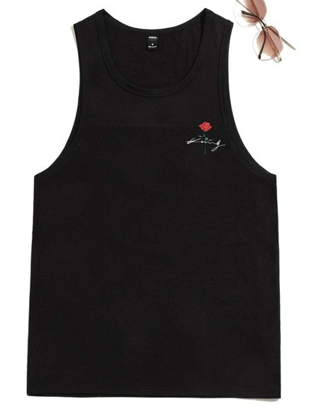 

men letter & floral print tank q7vd#, White;black