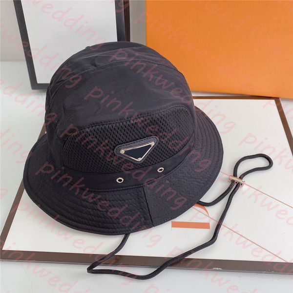 Bandagem Bucket Hat Street Dome Fisherman Hats Triângulo Distintivo ao ar livre Caps Caps Sun Protection Wide Brim Hat