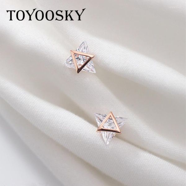 Stud Sterling Silver Small 3D Triangle Geometry Orecchini con retro a vite per donne Ragazze Bambini Piercing JewelryStud Kirs22