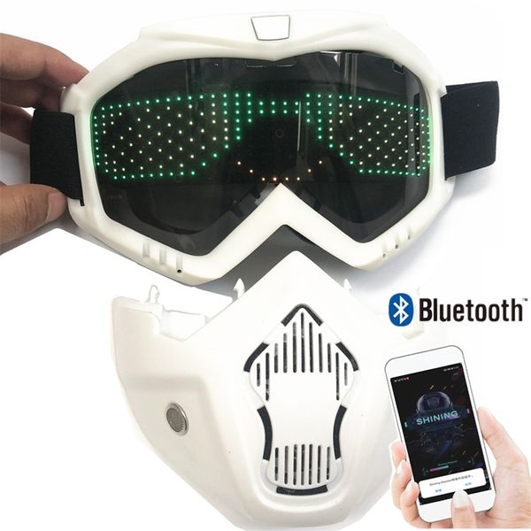 Maschere per feste Bluetooth App staccabile Led Mask Party Magic Flash Carnival Led Matrix Tabellone Animazione testo programmabile Occhiali luminosi 220826