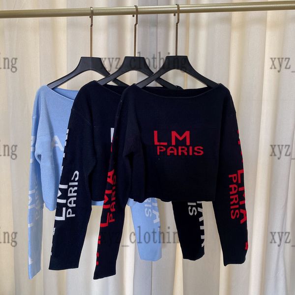 

newly female sweater shirts long sleeve slash neck knitted shirts short style autumn sweaters 2022fw fashion shirt size sml, White;black