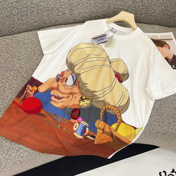 

women's t-shirt designer luojia 22ss spring and summer chihiro cartoon character print men's women's same short sleeve t-shir, White