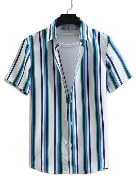 

romwe guys striped shirt without tee h079#, White;black