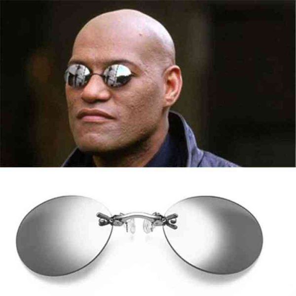 

clip on nose glass round rimls matrix morpheus sunglass mini framels vintage men eyeglass uv400, White;black