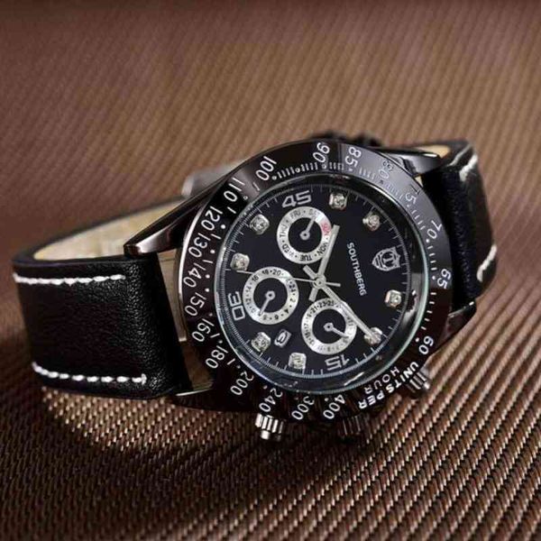 

rolesx uxury watch date gmt olex southberg luxury brand dayton commercial sports military men leisure strap, Slivery;brown