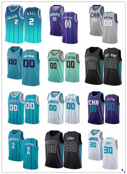 

75th custom jersey charlotte''hornets''men women youth larry 2 johnson dell 30 curry muggsy 1 bogues basketball jerseys, Black;red