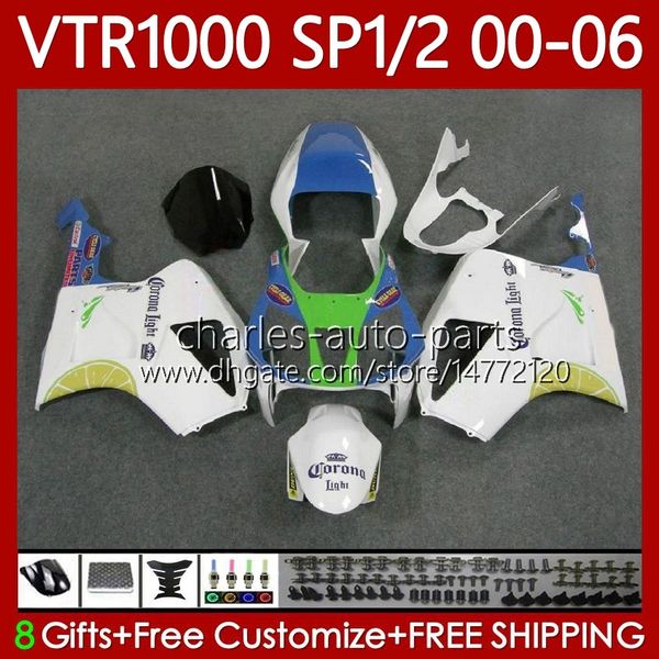 Kit carrozzeria per HONDA VTR1000 RTV1000 RC51 00 01 02 03 04 05 06 Carrozzeria 123No.32 VTR 1000 SP1 SP2 2000 2001 2002 2003 2004 2005 2006 VTR-1000 2000-2006 Carenatura Bianco blu