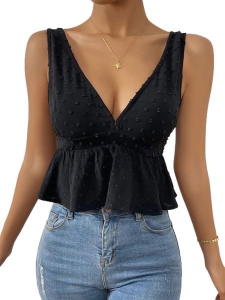 

solid ruffle hem tank 90fm#, White
