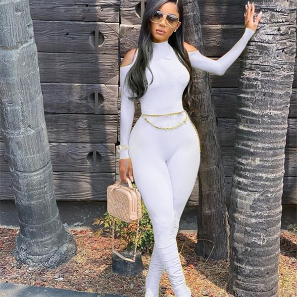 

bandage bodycon jumpsuit long sleeve stacked jumpsuit women fall clothing overalls party jumpsuit clubwear 201007, Black;white