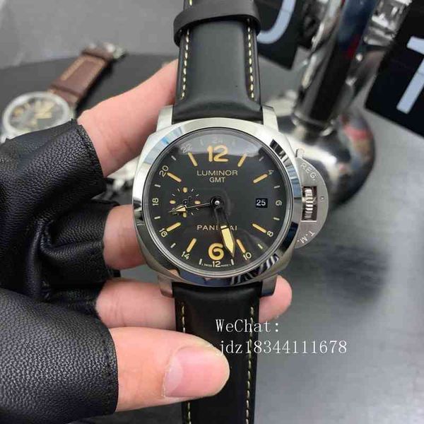 

watches children's for mechanical wristwatch panera 44mm diameter genuine leather strap fully automatic men's, Slivery;black