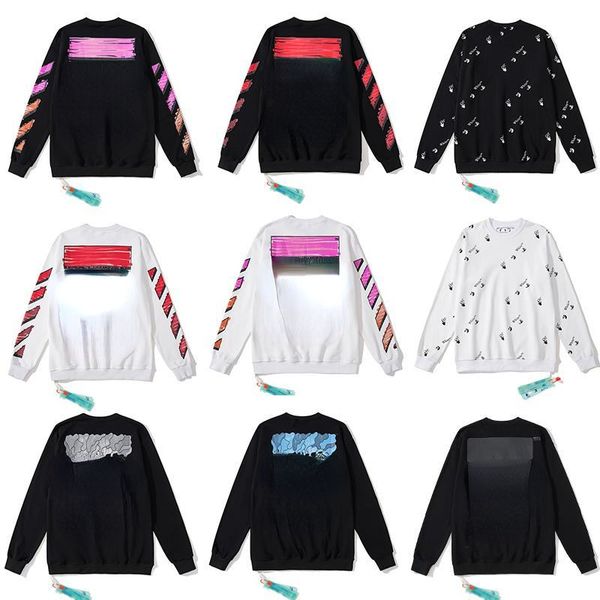 

ow mens sweater designer hoodie off 3d printing cotton sweatshirt men women long-sleeved tshirt technology fleece loose oversize sweaters hi, Black