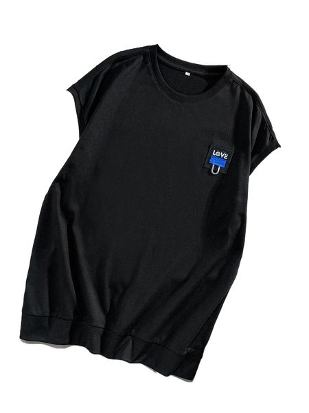 

men patched detail colorblock tee b26t#, White;black