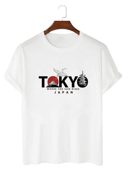 

men crane & slogan graphic tee o63w#, White;black