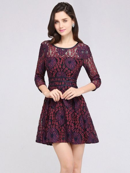 

babyonline d.r.e.s.s. zip back floral lace dress o6nt#, Black;gray