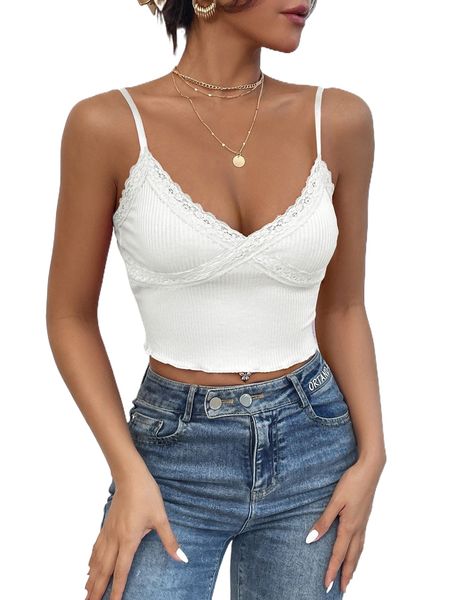 

lace trim cami o0rk#, White