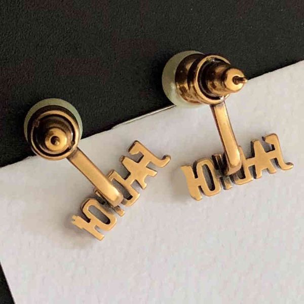 

letter long pearl earrings women's simple advanced sense earrings us design jewelry, Golden