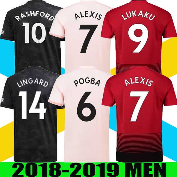 

retro 18 19 classic soccer men's t-shirts jerseys maguire pogba martial mata fred herrera fellaini alexis lingard rashford lukaku baill, White;black