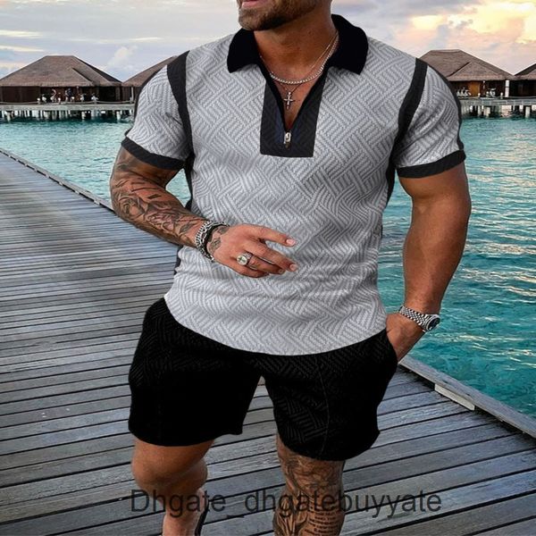 

men's summer loose tracksuits hawaii sets casual tshirt man print short sleeve shirts luxury tracksuit fashion men beach outfits 2 piec, Gray