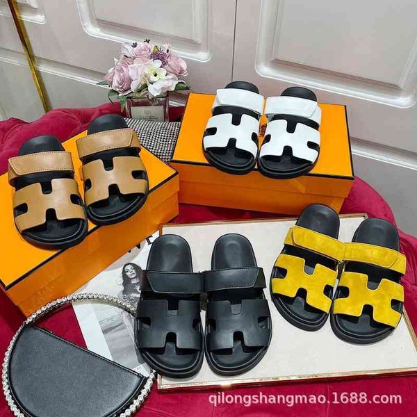 

designer shoes high end kembo chou meng h family sandals 2022 new casual wear fashion magic stickers second uncle shoes female, Black