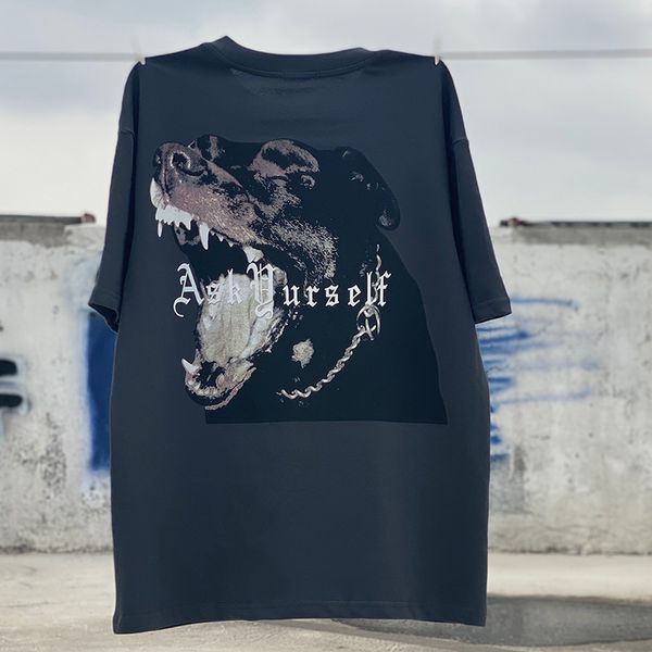 

askyurself t shirts men's vintage t-shirts rottweiler dog print plus size hip hop man summer men women oversized streetwear washed old, White;black