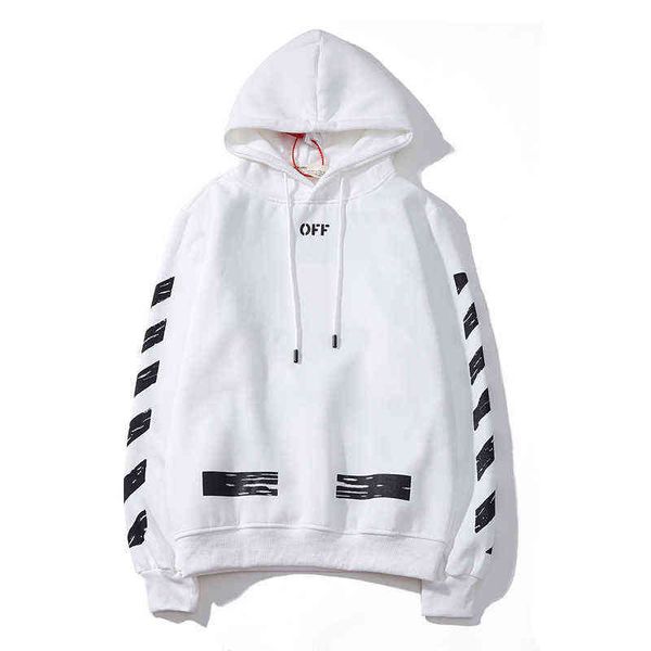 

factory online export brand new sweater off classic stripe basic hoodie arrow graffiti white ow fashion, Black