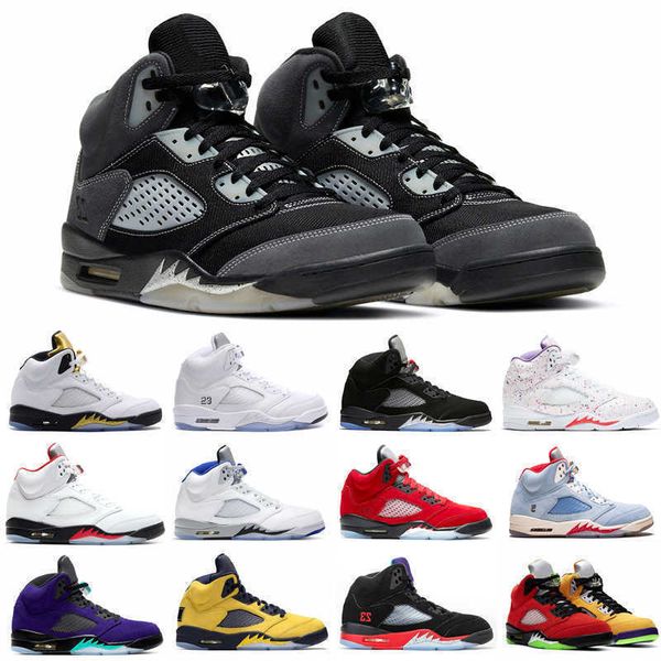 

breathable 5 5s men basketball shoes raging bull oregon ducks bluebird wings anthracite stealth pink foam mens trainers sports sneakers, Black