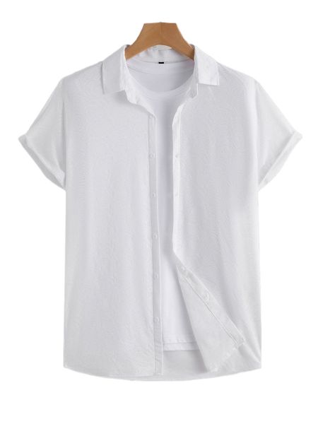 

men 1pc random floral jacquard shirt 06br#, White;black