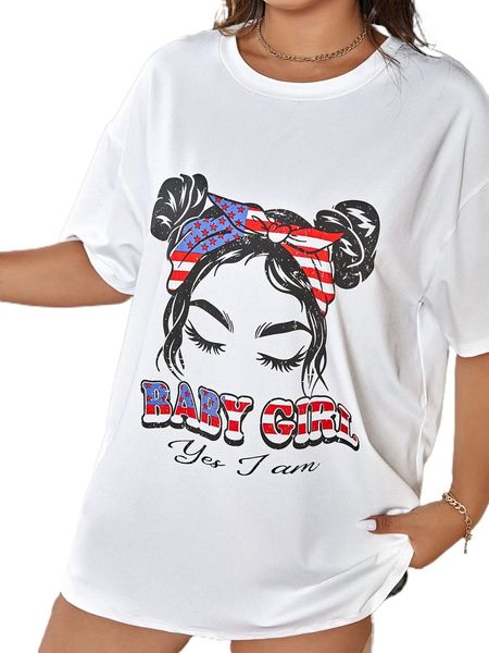 

plus americana letter & figure graphic drop shoulder tee j6oj#, Black