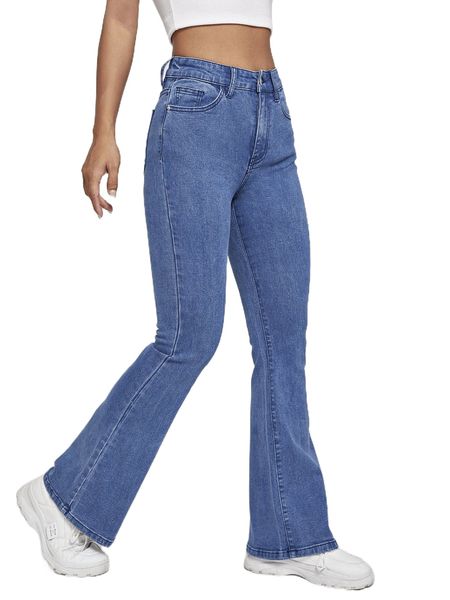 

high waist flare leg jeans n1rg#, Blue