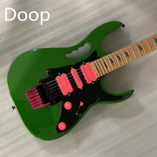 

in stock stevevai green 77 electric guitar pyramid inlay floyd rose tremolo black hardware pink pickups lions claw tremolo cavity guitars gu