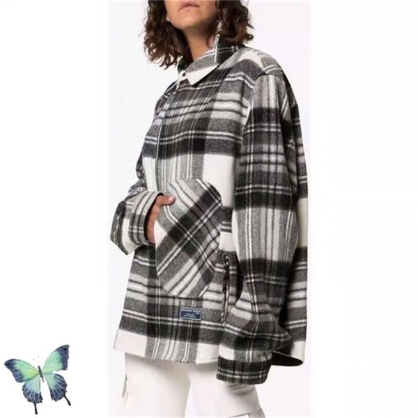 

well done men women thick plaid shirt woolen cloth welldone red long sleeve 210420, White;black