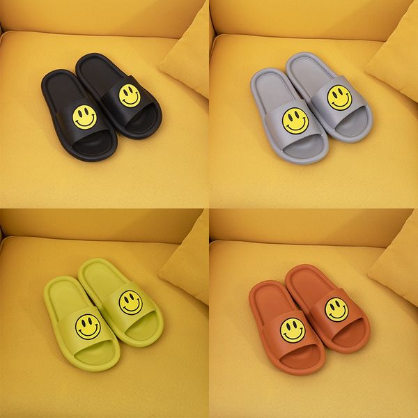 

men women slippers smile slides black grey green orange pink bathroom non-slip rubber sandals fashion flat shoes size 35-45