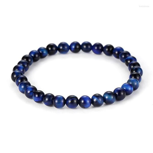 Perlenstränge, Klasse A, blauer Tigerauge-Stein, 6 mm, 8 mm, 10 mm, 12 mm, Einzelkreis-Armband für Herren und Damen, Trum22