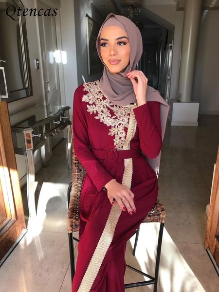 

vetement femme abaya dubai turkey muslim fashion hijab dress kaftan caftan abayas for women islam clothing robe musulman de mode, Red