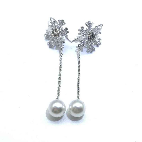 

fashion cyber monday fashion pearl inlaid snowflake earrings, Golden