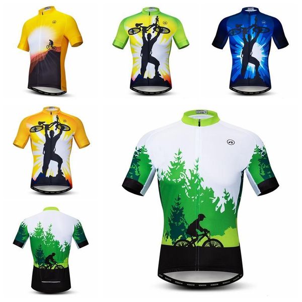 Rennjacken Herren Radtrikot Markendesign Sport Kurzarm T-Shirts MTB Straßenbekleidung Fahrrad Grün YellowRacing