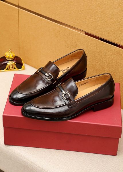 

2022 men's dress shoes handmade casual loafers genuine leather business suit shoes brand pointed toe formal party wedding oxfords size, Black