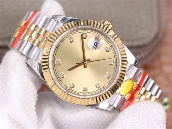 

luxury automatic wristwatches 41mm mens date 126333 gold steel jubilee bracelet swiss cal.3235 crystal watch ew waterproof eta watches, Slivery;brown