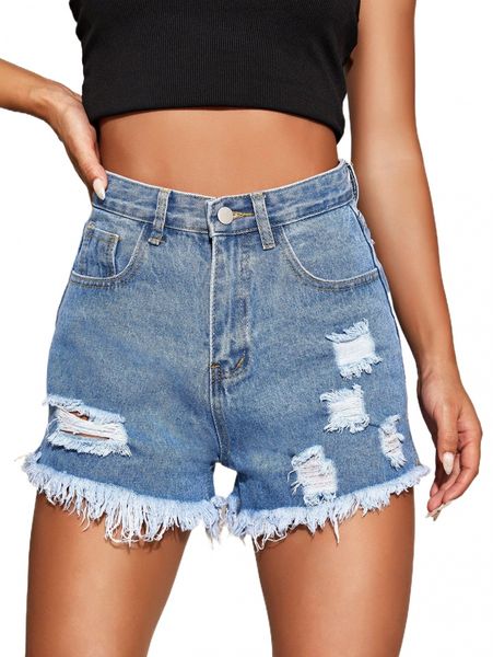 

ripped raw hem denim shorts m0ie#, White;black