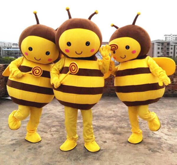 Costume boneca de mascote Hornet Bee Mascot Traje Sorriso Bee Fantasia Traje Mascotte Trajes para Festa de Halloween