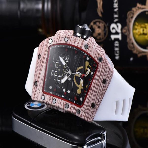 

men's watch automatic quartz movement brand watches rubber strap business sports transparent watchs imported crystal mirror b301o, Slivery;brown