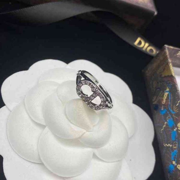 

zircon open simple fashion band diamond letter adjustment ring jewelry, Silver