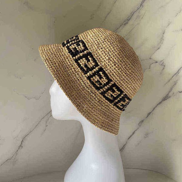 Chapéus de rafia pura de tecido letra colorida letra de pescador chapéus de alta qualidade chapéus de maconha de palha de palha Proteção solar ao ar livre