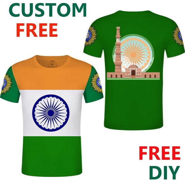 Hindistan Yaz Diy Ücretsiz Özel Tshirt Erkekler Spor T Shirt Hint Amblem Tişörtleri Özelleştirme Ülke Adı Numarası T Shirt 220616GX