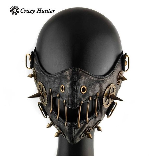 Männer/Frauen Steampunk Retro Gothic Leder Maske Cosplay Gears Maske T200509