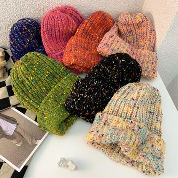 Beanie/Skull Caps Autunno e Inverno Ragazze INS Trend Versatile Casual Camouflage Antivento Caldo Sciolto Grosso Lavorato A Maglia Cappello In Pile Delm22